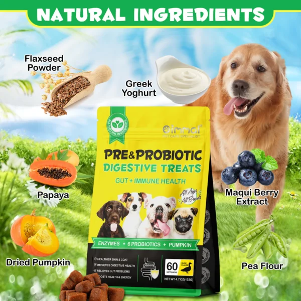 Oimmal Pre & Probiotic Digestive Soft Chews for Dogs 60 Chews - Image 4